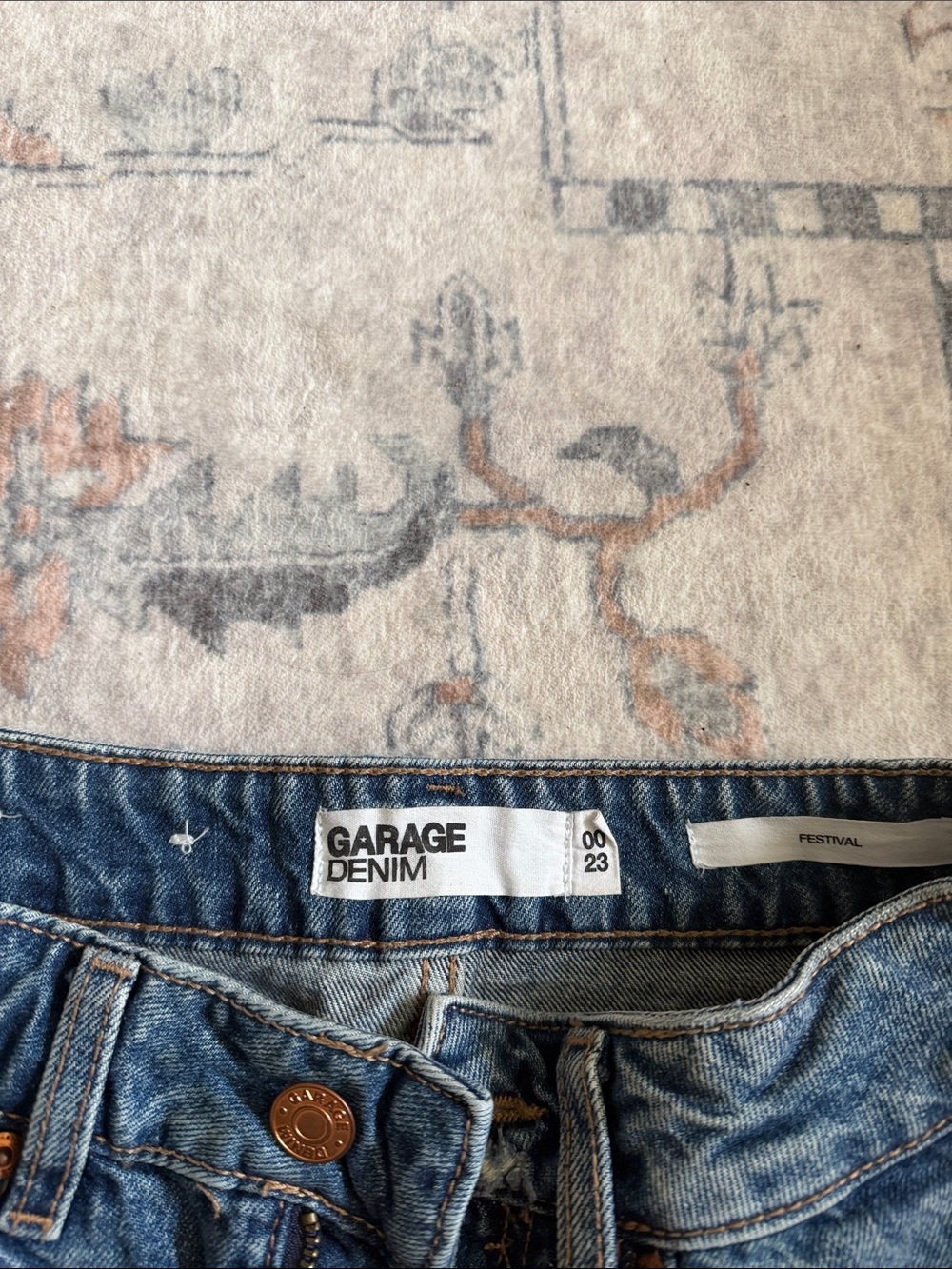 Garage Blue Distressed High-Rise Jean Shorts - Picture 3 of 3